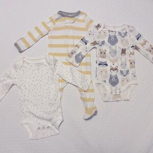 Cloud island onesies one pajamas 0-3 months (4 total)